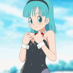 Rule 34 | 1girl, animal ears, animated, animated gif, bare shoulders, black leotard, blue eyes, blue hair, blunt bangs, blush, bouncing breasts, bow, bowtie, breasts, bulma, detached collar, dragon ball, fake animal ears, female focus, flashing, goldmondsel, happy, leotard, leotard pull, long hair, looking at viewer, lowres, medium breasts, nipples, no bra, open mouth, outdoors, pantyhose, playboy bunny, poking, rabbit ears, red bow, red bowtie, short hair, small areolae, small nipples, smile, solo, strapless, strapless leotard, thighband pantyhose, upper body, wrist cuffs