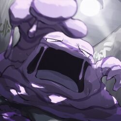 absurdres gen_1_pokemon graffiti highres looking_at_viewer muk nintendo no_humans open_mouth pokemon pokemon_(creature) solo spicyichizo