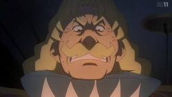 1boy alexei_barnes_aldarp angry anime_coloring anime_screenshot blonde_hair clenched_teeth close-up facial_hair kono_subarashii_sekai_ni_shukufuku_wo! looking_down lowres mustache non-web_source official_style old old_man teeth