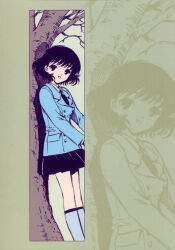 00s 1girl 2002 chobits clamp highres official_art oomura_yumi postcard_(medium) school_uniform