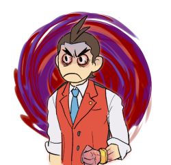 1boy :c ace_attorney anger_vein angry antenna_hair apollo_justice apollo_justice:_ace_attorney black_eyes bloodshot_eyes blue_necktie bracelet brown_hair buttons clenched_hand closed_mouth collared_shirt forehead forked_eyebrows godzillapigeon1 injury jewelry looking_to_the_side male_focus necktie red_vest shirt short_hair sketch sleeves_rolled_up solo turn_pale upper_body v-shaped_eyebrows vest white_shirt wide-eyed