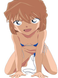 1girl bikini bikini_bottom_around_leg breasts haibara_ai jaaaan meitantei_conan seductive_smile small_breasts smile swimsuit