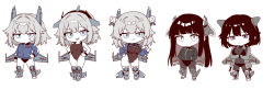 5girls absurdres aircraft airplane bandaid black_eyes black_hair blue_eyes chengdu_j-20 constricted_pupils fighter_jet grey_hair highres horns jacket mechanical_horns mechanical_wings military_vehicle multiple_girls one-piece_swimsuit original personification purple_eyes shenyang_j-11 shenyang_j-15 shenyang_j-16 shenyang_j-35 simple_background swimsuit wings wucandan_de_gangtanke