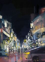 6+others balcony building city multiple_others night night_sky original outdoors path people road scenery shop sky slow_d street window