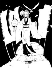 00s chomesuke d.gray-man greyscale inoue_nawo japanese_clothes kimono monochrome