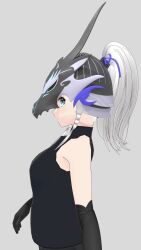 1girl 3d artist_name artist_request blue_eyes breasts covered_eyes dragon_girl female_focus helmet helmet_over_eyes long_hair looking_at_viewer medium_breasts model sidelocks solo solo_focus swordsoul_of_mo_ye white_background white_hair yu-gi-oh!