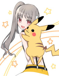 1girl asagaya_kanon creatures_(company) game_freak gen_1_pokemon nintendo pikachu pokemon side_ponytail station_memories