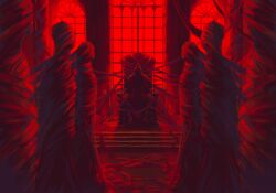 6+others algro778 bound crown highres limbus_company multiple_others project_moon red_ribbon red_theme ribbon sitting_on_throne the_king_in_binds throne tied_up_(nonsexual) window