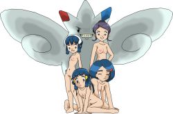 4girls age_difference aliasing bloggerman blue_eyes blue_hair breasts dawn_(pokemon) evil_grin evil_smile freesia_(pokemon) gen_4_pokemon grin hair_bun hair_ornament johanna_(pokemon) large_breasts long_hair looking_at_viewer mature_female mother_(pokemon) mother_and_daughter multiple_girls nintendo nude pokemon pokemon_(anime) pokemon_(creature) pokemon_dppt_(anime) sad salvia_(pokemon) short_hair single_hair_bun sitting small_breasts smile tagme togekiss transparent_background wariza