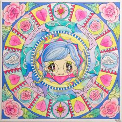 Rule 34 | 1girl, absurdres, angel wings, blue hair, braid, broken heart, chibi, chibi only, crying, crying with eyes open, disembodied head, eyelashes, flower, frown, glasses, heart, highres, low twin braids, mandala, multicolored eyes, original, rose, sad, solo, sparkling eyes, tears, twin braids, wings, yurie sekiya
