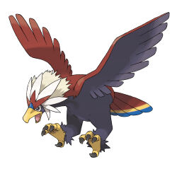 animal_focus artist_request bird black_eyes braviary full_body gen_5_pokemon highres nintendo no_humans official_art open_mouth pokemon pokemon_(creature) pokemon_bw pokemon_focus simple_background solo talons third-party_source white_background