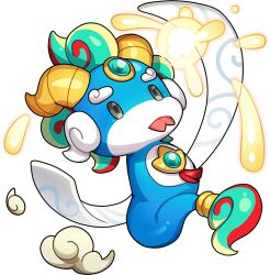 Rule 34 | black eyes, blue snake dragon (dragon village), blue snake dragon (signature) (dragon village), chibi, cloud, dragon village (series), dragon village collection, game cg, horns, no humans, official art, shawl, snake, tail, tail ornament, tail ring, third-party source, tongue, tongue out, transparent background, white shawl