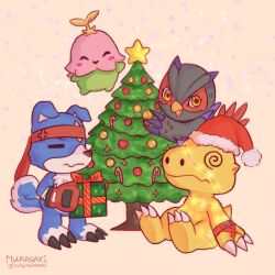 Rule 34 | agumon (digimon savers), belt, bird, christmas, digimon, digimon (creature), digimon savers, dog, falcomon (digimon savers), gaomon, lalamon, plant