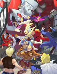 Rule 34 | 6+boys, 6+girls, armored warriors, attack, blodia, breasts, butt stomp, capcom, captain commando, captain commando (character), cleavage, company connection, crossover, cyberbots, demitri maximoff, diepod, drill hair, fighting, final fight, ghost bilstein, halterneck, han juri, head on ass, justice gakuen, kagami kyousuke, ken masters, kicking, large breasts, hsien-ko, leo (warzard), lucia morgan, multiple boys, multiple crossover, multiple girls, rainbow mika, saotome jin, sideboob, sonson, sonson (series), star gladiator, street fighter, street fighter iv (series), twin drills, underboob, darkstalkers, warzard