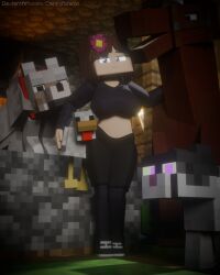 1girl 3d absurdres animal blender_(medium) breasts cappyadams highres jenny_belle_(slipperyt) large_breasts minecraft minecraft_(style) self-upload