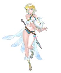 Rule 34 | 1girl, @storm5958, ball, bare shoulders, beachball, belt, bikini, blonde hair, blue eyes, blue hair, blush, bracelet, breasts, cleavage, collarbone, criss-cross halter, earrings, feather trim, feh (fire emblem heroes), fire emblem, fire emblem heroes, fjorm (fire emblem), fjorm (summer) (fire emblem), flower, full body, gradient clothes, gradient hair, hair flower, hair ornament, hairband, halterneck, highres, jake brito, jewelry, looking at viewer, maeshima shigeki, medium breasts, multicolored hair, navel, nintendo, non-web source, official art, open mouth, seashell, shell, short hair, smile, solo, starfish, stomach, swimsuit, sword, takahashi rie, thighs, toeless footwear, toes, transparent background, voice actor connection, weapon
