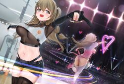 1girl alternate_costume artist_request ass black_shorts blush breasts brown_eyes brown_hair dress from_behind girls&#039;_frontline girls&#039;_frontline_2:_exilium gloves hair_ribbon k2_(girls&#039;_frontline) large_breasts long_hair open_mouth panties ribbon short_dress short_shorts shorts sideboob smile solo thighhighs two_side_up underwear very_long_hair yoohee_(girls&#039;_frontline_2) yoohee_(miracle_sweetheart)_(girls&#039;_frontline_2)