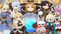:3 :d alternate_color animal_ears animal_print armor black_bodysuit black_coat black_eyes black_gloves black_hair black_shirt black_shorts black_thighhighs black_vest blonde_hair blue_armor blue_coat blue_eyes blue_hair bodysuit bodysuit_under_clothes bow braid breastplate brown_eyes brown_pants buttons cat_girl cat_tail chain character_request chocolate circlet closed_eyes coat compass_rose copyright_notice crop_top double_bun dragon_knight_(ragnarok_online) fake_animal_ears feathers feet_out_of_frame fur_coat fur_collar gauntlets gloves gold_trim green_eyes grin hair_bun heart heinrich_(ragnarok_online) highres holding holding_polearm holding_wand holding_weapon hood hooded_coat king_schmidt lance leopard_print logo long_hair miniskirt navel official_alternate_costume official_art official_wallpaper open_mouth oscar_(ragnarok_online) pants pauldrons pelvic_curtain pink_bow pink_hair pink_shorts polearm purple_eyes purple_skirt rabbit_ears ragnarok_online red_eyes shadow_chaser_(ragnarok_online) shirt short_hair shorts shoulder_armor side_braid single_braid skeggiold_(ragnarok_online) skirt smile sparkle spirit_handler_(ragnarok_online) tail tail_bow tail_ornament thighhighs varmunt vest wand weapon white_coat white_gloves yuichirou