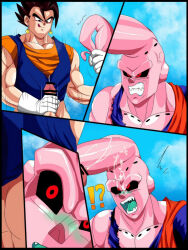 !? 2boys after_fight angry blush colored_skin colored_tongue cum cum_on_body dragon_ball dragonball_z ejaculation erection facial forced green_blush green_tongue looking_at_another majin_buu majinbuusama male_focus male_masturbation masturbation multiple_boys orgasm penis pink_skin red_eyes super_buu surprised vegetto yaoi