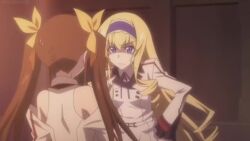 1boy 3girls angry animated anime_screenshot audible_speech blue_eyes breasts brown_hair caught cecilia_alcott closed_eyes drill_hair english_audio hair_ribbon hands_on_own_hips highres huang_lingyin infinite_stratos jealous large_breasts leaning_forward long_hair multiple_girls nervous_smile open_mouth orimura_ichika ponytail ribbon school_uniform shaded_face shinonono_houki smile sound surprised tagme twintails video walking