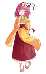1girl alphes_(style) blunt_bangs bobby_socks bow commentary_request dairi floral_print flower frilled_skirt frills full_body hair_flower hair_ornament hakama hakama_skirt haori hieda_no_akyuu high-waist_skirt japanese_clothes large_variant_set long_skirt long_sleeves parody pleated_skirt purple_hair red_bow red_hakama red_skirt short_hair skirt socks solo standing style_parody tabi tachi-e tareme touhou transparent_background variant_set white_socks wide_sleeves