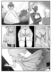 Rule 34 | 1boy, 1girl, absurdres, ass, blush, bridal veil, bride, bulge, crossdressing, dress, elf, garter straps, gerudo, highres, jewelry, lingerie, link, lips, lipstick, makeup, nintendo, pointy ears, ring, sparkle, tamatamako01, the legend of zelda, the legend of zelda: breath of the wild, thighhighs, trap, underwear, veil, wedding dress