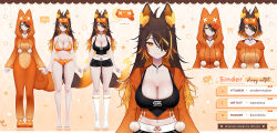 1girl animal_ears animal_hood animal_slippers artist_name bare_arms bare_legs bare_shoulders barefoot black_choker black_shorts black_tank_top blonde_hair bra breasts brown_hair choker cleavage commentary crop_top dolphin_shorts drawstring english_commentary english_text fiery_ears fiery_tail full_body gradient_hair hair_over_one_eye highres hood hood_down hood_up hooded_pajamas indie_virtual_youtuber large_breasts long_hair looking_at_viewer loungewear midriff multicolored_hair multiple_views nanoless navel no_shoes official_alternate_costume official_alternate_hair_length official_alternate_hairstyle official_art one_eye_covered orange_bra orange_eyes orange_hair orange_pajamas orange_panties orange_slippers pajamas panties pom_pom_(clothes) reference_sheet short_hair shorts sinder_(vtuber) sinder_(vtuber)_(pyro_pajamas) sleep_mask sleepwear slippers socks standing stomach streaked_hair tachi-e tail tank_top thigh_gap toes underwear variations virtual_youtuber white_socks wolf_ears wolf_girl wolf_tail