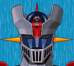 animated animated_gif anime_screenshot antennae cockpit glowing glowing_eyes head helmet kabuto_kouji looking_at_viewer lowres mazinger_(series) mazinger_z mazinger_z_(mecha) mecha non-web_source pilder pilot pilot_suit robot science_fiction super_robot