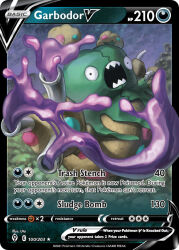 artist_name card_(medium) character_name company_name copyright_name copyright_notice english_text garbodor gen_5_pokemon nintendo no_humans official_art open_mouth outstretched_arm poison pokemon pokemon_(creature) pokemon_card pokemon_focus pokemon_tcg sharp_teeth teeth third-party_source trading_card uta12955079