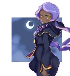 1girl absurdres dark-skinned_female dark_skin dress fantasy_life gem hat highres kurushima_gire noelia_(fantasy_life) purple_hair yellow_eyes