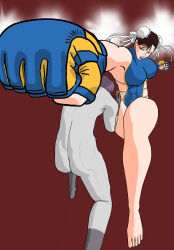 2girls artist_request ass capcom catfight chun-li ghost_in_the_shell kusanagi_motoko mixed_martial_arts multiple_girls punching street_fighter tagme