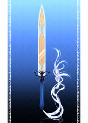 Rule 34 | blue background, highres, konshin, no humans, objectification, orie mishiro, outline, pillarboxed, pixiv fantasia, pixiv fantasia fallen kings, simple background, sword, unsheathed, weapon, weapon focus