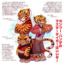 artist_request highres japanese_text kung_fu_panda red_eyes text_focus tiger tigress_(kung_fu_panda) translation_request