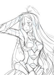 Rule 34 | 1girl, armor, armored gloves, armored leotard, blush, breasts, bug, butterfly, butterfly wings, digimon, digimon (creature), female focus, helmet, highres, holding, holding helmet, hudiemon, insect, insect wings, leotard, long hair, medium breasts, ph6xeivbgpimggg, shoulder armor, solo, solo focus, sweat, sweatdrop, very long hair, wings