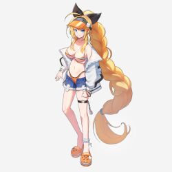 1girl absurdres black_survival blonde_hair eternal_return:_black_survival groin highres kopeolgi nicky_blake simple_background swimsuit tagme white_background