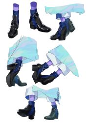 Rule 34 | 1boy, aqua skirt, black shoes, feet, foot focus, high heels, highres, hoshirube sho, hoshirube sho (1st costume), long skirt, male focus, meeen l9l, multiple views, nijisanji, pants, pantyhose, purple pantyhose, shoes, simple background, skirt, standing, white background, white pants