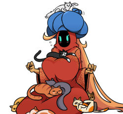 1girl absurdres blush cat highres long_hair murgoten pyromancer_(murgoten) tagme turban