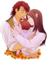 Rule 34 | 10s, 1boy, 2girls, age difference, baby, bad id, bad pixiv id, brown hair, closed eyes, facial hair, family, father and daughter, hug, kaburagi kaede, kaburagi t. kotetsu, kaburagi tomoe, long hair, multiple girls, neshichi, short hair, side ponytail, stubble, tiger &amp; bunny, vest, waistcoat, aged down
