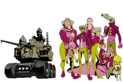 4boys 4girls castle crane_(machine) dog family multiple_boys multiple_girls official_art pompadour promotional_art sakurada_family tailenders vehicle