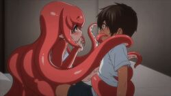 1boy 1girl 2025 20s ajin_ga_osuki_nan_desu_ne animated animated_gif bare_shoulders bestiality blush breasts cephalopod_eyes closet covered_mouth furry furry_with_non-furry gym_shorts gym_uniform hetero interspecies loli monster monster_girl octopus octopus_girl puru_(ajin_ga_osuki_nan_desu_ne) queen_bee shorts shota small_breasts squid_girl tagme tentacle_hair tentacles yellow_eyes