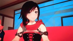 1girl 3d animated blush grey_eyes hood lolita_fashion nora_valkyrie ruby_rose rwby short_hair smile
