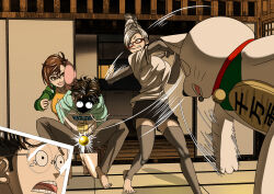 absurdres ayase_momo ayase_seiko baseball baseball_bat dandadan highres long_hair takakura_ken_(dandadan) turbo_granny_(dandandan)
