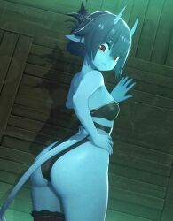 Rule 34 | 1girl, 3d, 60+fps, animated, anna anon, ass, ass focus, blue skin, colored skin, hairdressing, highres, horns, huge ass, interior, panties, pointy ears, red eyes, solo focus, tagme, tail, thick thighs, thighs, underwear, video, wide hips