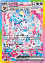 :o animal_focus artist_name bow card_(medium) character_name company_name copyright_name copyright_notice dot_nose eevee english_text gem gen_1_pokemon gen_6_pokemon nintendo nitanda_cona no_humans official_art open_mouth pokemon pokemon_(creature) pokemon_card pokemon_focus pokemon_tcg ribbon solo sylveon terastallization third-party_source trading_card