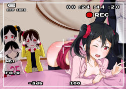 10s 1boy 4girls ass black_hair brother_and_sister love_live! love_live!_school_idol_project multiple_girls recording siblings sisters spanked yazawa_cocoa yazawa_cocoro yazawa_cotaro yazawa_nico yuetan_(ssvs73608)