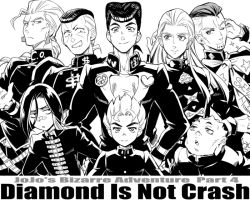 6+boys alien anchor_(symbol) bad_id bad_pixiv_id copyright_name diamond_is_not_crash dollar_sign earrings english_text engrish_text fungami_yuya gakuran greyscale hands_on_own_hips hazamada_toshikazu hazekura_mikitaka heart higashikata_josuke hirose_koichi jewelry jojo_no_kimyou_na_bouken kishibe_rohan long_hair male_focus monochrome multiple_boys nijimura_keicho nijimura_okuyasu peace_symbol pompadour ranguage school_uniform ttk_(ehohmaki) yangu_shigekiyo
