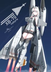 1girl absurdres breasts highres light_valkyrie_(p&amp;d) long_hair mecha_musume medium_breasts original personification teisei_misagi thighhighs valkyrie valkyrie_(apex_legends) valkyrie_(p&amp;d) valkyrie_(ragnarok_online) white_hair xb-70 xb-70_valkyrie zettai_ryouiki