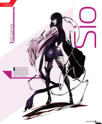 afro_samurai ass black_hair boots headband high_heels highres lipstick long_hair looking_back makeup miniskirt official_art sio_(afro_samurai) skirt takashi_okazaki thigh_boots thighhighs