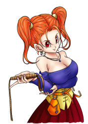 1girl breasts dragon_quest dragon_quest_viii jessica_albert large_breasts orange_hair solo whip