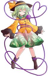 1girl alphes_(style) black_hat bow buttons closed_eyes closed_mouth commentary_request dairi diamond_button eyeball facing_viewer floral_print frilled_shirt_collar frills full_body green_hair green_skirt hat hat_bow heart heart_of_string komeiji_koishi large_variant_set long_sleeves medium_hair parody print_skirt rose_print shirt simple_background skirt solo style_parody tachi-e tearing_up tears third_eye touhou transparent_background variant_set wide_sleeves yellow_bow yellow_shirt